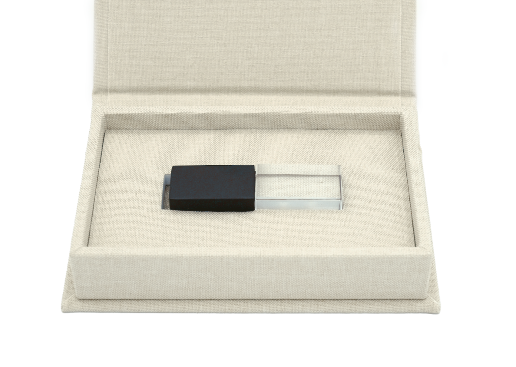 Black "Our Wedding" Linen Box + Glass USB